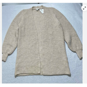 Topshop Women’s XS (0-2) Oversized Wool Blend Beige Cardigan Knit Sweater NEW